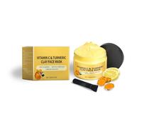 Mascarilla de arcilla con vitamina C y cúrcuma para control de grasa，120 g | Enriquecida con ácido hialurónico; una mascarilla de arcilla de limpieza profunda diseñada para pieles grasas y mixtas