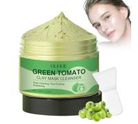 Mascarilla de arcilla de tomate verde, mascarilla desintoxicante de té verde, para limpieza profunda, desintoxicación y reducción de acné y puntos negros, 100g