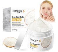 Mascarilla de Arroz,Rice Raw Pulp Clay Cream,Mascarilla Hidratante de Arroz,para el cuidado de los poros y el control del sebo en pieles secas y sensibles-120g