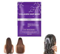 Mascarilla de colágeno 3D, mascarilla para el cabello púrpura, acondicionador hidratante, máscara de pelo portátil para todos los tipos de cabello, restaura el cabello seco, roto y dañado (1 unidad)