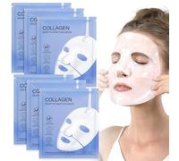 Mascarilla de Colageno, 6PCS Mascarillas de Colágeno de Noche, Bio Collagen Real Deep Mask, Mascarilla Hidratante Antiarrugas con Efecto Lifting, Antiedad y Reductor de Poros