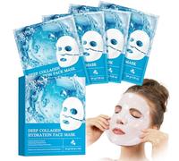 Mascarilla de Colageno,Mascarilla Bio Colágeno Noche, Bio Collagen Real Deep Mask, Mascarilla Facial Hidratante, Reduce los Poros, Hidrata, Reafirma y Mejora la Vitalidad de la Piel(34g x 4ea)