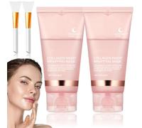 Mascarilla de Colágeno, Mascarilla Facial de Colágeno Para Envolver Durante la Nocturna, Mascarilla de Noche de Colágeno, Colágeno Hidrolizado (Paquete 2 - Mejor Oferta)