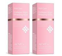 Mascarilla de colágeno para envolver la noche, 2 máscaras faciales de gelatina de colágeno con cepillo de gelatina, máscara facial exfoliante para tratamientos faciales, cuidado profesional coreano de