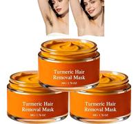 Mascarilla de depilación de cúrcuma, depilación facial para mujeres (labio superior), elimina el vello de vello facial, crema de depilación sin dolor (3 unidades)