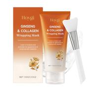 Mascarilla de ginseng Peel Off Face Mask 100 g, máscara coreana de colágeno nocturno, máscara de ginseng Overnight Cara, mejora la elasticidad, reafirmante hidratante, cepillado incluido