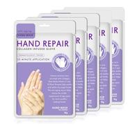 Mascarilla de Manos 5 pares, Guantes de Manos Hidratantes Lavanda con Colágeno, Suero y Vitaminas, para Manos Secas y Agrietadas, Blanqueador y Antienvejecimiento, Reparador de Piel áspera