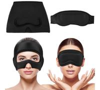 Mascarilla de migraña, almohadillas de gel de 360°, máscara de enfriamiento facial con máscara de ojos extraíble, reutilizable 3 en 1, máscara de migraña, máscara refrescante para el estrés y los