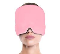 Mascarilla de Migraña, Gorro Migraña de Gel 360º con Efecto Frío o Calor, Hot/Cold Therapy Cap Migraine Headache Relief Hat para Alivio Sinusitis, Dolor de Cabeza, Jaqueca, Ojos Hinchados (Rosa)