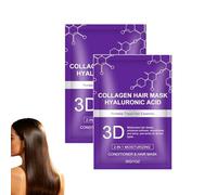 Mascarilla de Pelo 3D de Colágeno Morado, Tratamiento Hidratante Profundo, Antifrizz, Deja el Cabello Suave y Manejable, Brillo Natural, Todo Tipo de Cabello, 30g(2pcs)