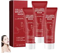 Mascarilla envolvente de colágeno de lactosa roja, mascarilla envolvente de colágeno de encaje rojo, mascarilla exfoliante suavizante de colágeno, mascarilla exfoliante de lactosa roja (3 piezas)