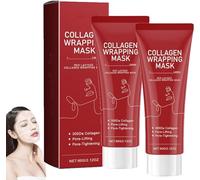 Mascarilla envolvente de colágeno de lactosa roja, mascarilla envolvente de colágeno de encaje rojo, mascarilla exfoliante suavizante de colágeno, mascarilla exfoliante de lactosa roja (2 piezas)