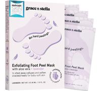 Mascarilla exfoliante para pies Grace & Stella (4 pares de lavanda) - Mascarilla exfoliante con aloe vera - Mascarilla hidratante para pies secos