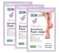 Mascarilla exfoliante pies, 3 pares,calcetines exfoliantes de pies, peeling pies, foot peel mask, probada dermatológicamente, eficaz para callos pies eliminar (Lavanda)