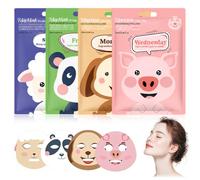 Mascarilla Facial 4 Piezas, Máscaras De Tela Con Estampados De Perro, Cerdo, Oveja Y Panda, Hidratante Para Todo Tipo De Piel