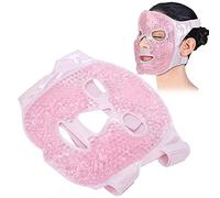 Mascarilla Facial con Cuentas de Gel Reutilizables, Compresa Fría y Caliente, Mascarilla de Gel Facial Relajante (rosa) para SPA, Almacenamiento de Temperatura, Tela Suave, Banda