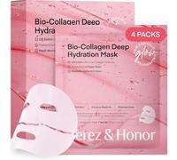 Mascarilla facial coreana de colágeno: 4 x 33g Korean Real Deep Bio collagen mask - Brillo tipo vidrio, reducción de poros, hidratación profunda, antiarrugas, elasticidad y firmeza, sin fragancia