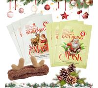 Mascarilla Facial Hidratante Navidad, Mascarillas Faciales Coreanas, mascarilla facial Niña, Navidad mascarilla facial Set con Diadema Maquillaje, Patrón Navideño Regalo para Amigos y Familiar, 7pcs