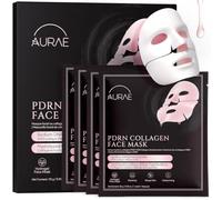 Mascarilla Facial Hidrogel PDRN y Colágeno, Pack de 4 | Con Complejo de Péptidos, Niacinamida, Vitaminas C y E, Cubre Rostro Completo Incluyendo Contorno Ojos