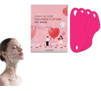 Mascarilla Facial Lifting de Mentón en V, Mascarilla de Gel Lifting en V con Colágeno Camellia, Refrescante, Desinflama y Reafirma la Línea de la Mandíbula y la Barbilla, Rejuvenece y Tensa, Cuidado F