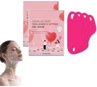 Mascarilla Facial Lifting de Mentón en V, Mascarilla de Gel Lifting en V con Colágeno Camellia, Refrescante, Desinflama y Reafirma la Línea de la Mandíbula y la Barbilla, Rejuvenece y Tensa, Cuidado F