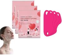 Mascarilla Facial Lifting de Mentón en V, Mascarilla de Gel Lifting en V con Colágeno Camellia, Refrescante, Desinflama y Reafirma la Línea de la Mandíbula y la Barbilla, Rejuvenece y Tensa, Cuidado F