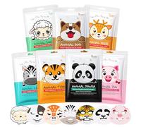 Mascarilla Facial Niña, Mascarillas Faciales para Niñas, Mascarilla Facial Hidratante, Mascarillas Faciales Animales con Estampados, Apto para Todo Tipo de Piel (B)
