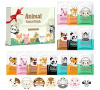 Mascarilla facial para mujer, mascarillas de tela, regalos para adolescentes, set de 14 mascarillas faciales, mascarilla de tela con estampado animal, mascarilla facial hidratante, set de belleza