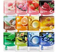 Mascarilla Facial Skincare, 12 Piezas Mascarillas Faciales, Hidratantes y Calmantes, Mascarillas en Hoja para Hombre y Muje, Daily Care Mascarilla Facial, Multi-efecto Cuidado Facial Mujer