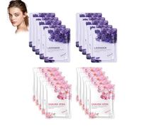 Mascarilla Hidratante, Con Mascarilla Hidratante De Lavanda Y Cerezo, Mascarilla Facial Colageno, Anti-Arrugas Eficaz, ácido Hialurónicohidratante, Relaja La Piel, 20PCS