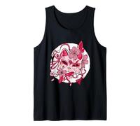 Mascarilla Japonesa estética Blanca Kitsune con Flor de Cerezo Camiseta sin Mangas