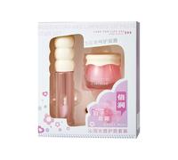 Mascarilla labial con juego de brillo labial, cuidado hidratante para labios secos, crema hidratante durante la noche, suaviza y repara los labios, bálsamo reparador