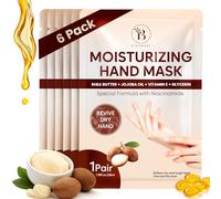 Mascarilla Manos Hidratante para Piel Seca - Guantes Hidratantes Manos con Manteca de Karité, Aceite de Jojoba y Vitamina E - Tratamiento Hidratante - Apto para Mujeres y Hombres (6 Pares) - PAC2