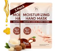 Mascarilla Manos Hidratante para Piel Seca - Guantes Hidratantes Manos con Manteca de Karité, Aceite de Jojoba y Vitamina E - Tratamiento Hidratante - Apto para Mujeres y Hombres (2 Pares) - PAC2