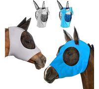 Mascarilla Mosca Máscara Antimoscas Caballos Suave Elástica Anti-Moscas Protección Máscara Mosca con Orejas
