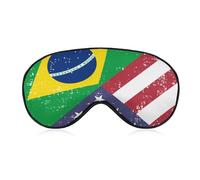 Mascarilla para dormir con bandera retro de Estados Unidos y Brasil, suave, con los ojos vendados, portátil, con correa ajustable para hombres y mujeres