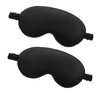 Mascarilla para dormir de peluche, 2 unidades, ajustable, para dormir, plegable ciega para viajes y siesta, para niñas, niños, mujeres, hombres (negro)