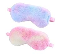 Mascarilla para dormir de peluche, 2 unidades, máscara de ojos ajustable para dormir, plegable ciega para viajes y siestas para niñas, niños, mujeres, hombres (rosa colorido azul)