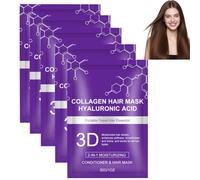 Mascarilla para el cabello con ácido hialurónico y colágeno 3D, mascarilla hidratante para cabello brillante, reparación profunda para cabello muy seco, restauración de la suavidad y brillo, 5