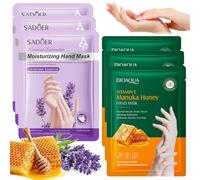 Mascarilla para Manos,6 Pares Guantes de Manos Hidratantes,Miel Lavanda Guantes Mascarilla Reparadores,Hidratación y Reparación para Secas y Agrietadas (Verde)