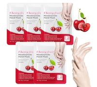 Mascarilla para Manos con Extracto de Cereza, Hand Mask, Paquete de 5 Unidades, Guantes de Hidratantes, Nutrición Cutánea Natural, Suavizante para Manos Ásperas, Efecto Alisador de Textura