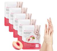 Mascarilla para Manos con Extracto de Melocotón, Hand Mask, Paquete de 5 Unidades, Guantes de Hidratantes, Nutrición Cutánea Natural, Suavizante para Manos Ásperas, Efecto Alisador de Textura