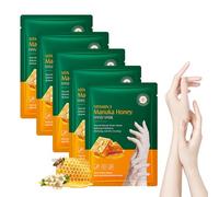 Mascarilla para Manos con Extracto de Miel, Hand Mask, Paquete de 5 Unidades, Guantes de Hidratantes, Nutrición Cutánea Natural, Suavizante para Manos Ásperas, Efecto Alisador de Textura