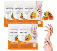 Mascarilla para Manos con Extracto de Papaya, Hand Mask, Paquete de 5 Unidades, Guantes de Hidratantes, Nutrición Cutánea Natural, Suavizante para Manos Ásperas, Efecto Alisador de Textura