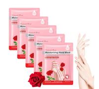Mascarilla para Manos con Extracto de Rosa, Hand Mask, Paquete de 5 Unidades, Guantes de Hidratantes, Nutrición Cutánea Natural, Suavizante para Manos Ásperas, Efecto Alisador de Textura