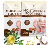 Mascarilla para Pies Hidratante - Foot Mask con Manteca de Karité, Aceite de Jojoba y Vitamina E - Mascarilla Pies para Talones Agrietados y Piel Seca - 2 Pares