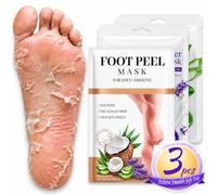 Mascarilla Peeling Pies 3 Pares, Exfoliación Cuidado Pies, Talones Secos | Para talones ásperos y piel seca. Sobres individuales, fáciles de llevar. Uso en casa, descanso y rutina de pedicura