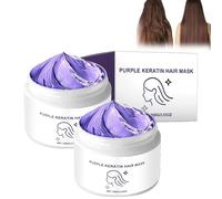 Mascarilla púrpura de queratina para el cabello, tratamiento tonificante y de control del encrespamiento, acondicionador hidratante reparador del cabello, para todo tipo de cabello (2 PCS)