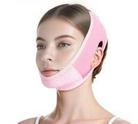 Mascarilla V Facial Reutilizable, Reductor de Papada Lifting, Máscara Correa Transpirable, Mascarilla Facial V-Line Lifting Face Mask Chin Strap, Adecuado para el uso diario, Pink