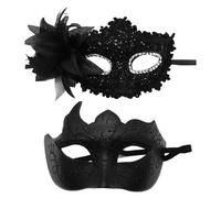 Mascarilla veneciana, máscara veneciana para hombre, máscara de mascarada con plumas, máscara de carnaval para Halloween, carnaval máscara de carnaval máscara cara cara divertida, Negro , Talla única